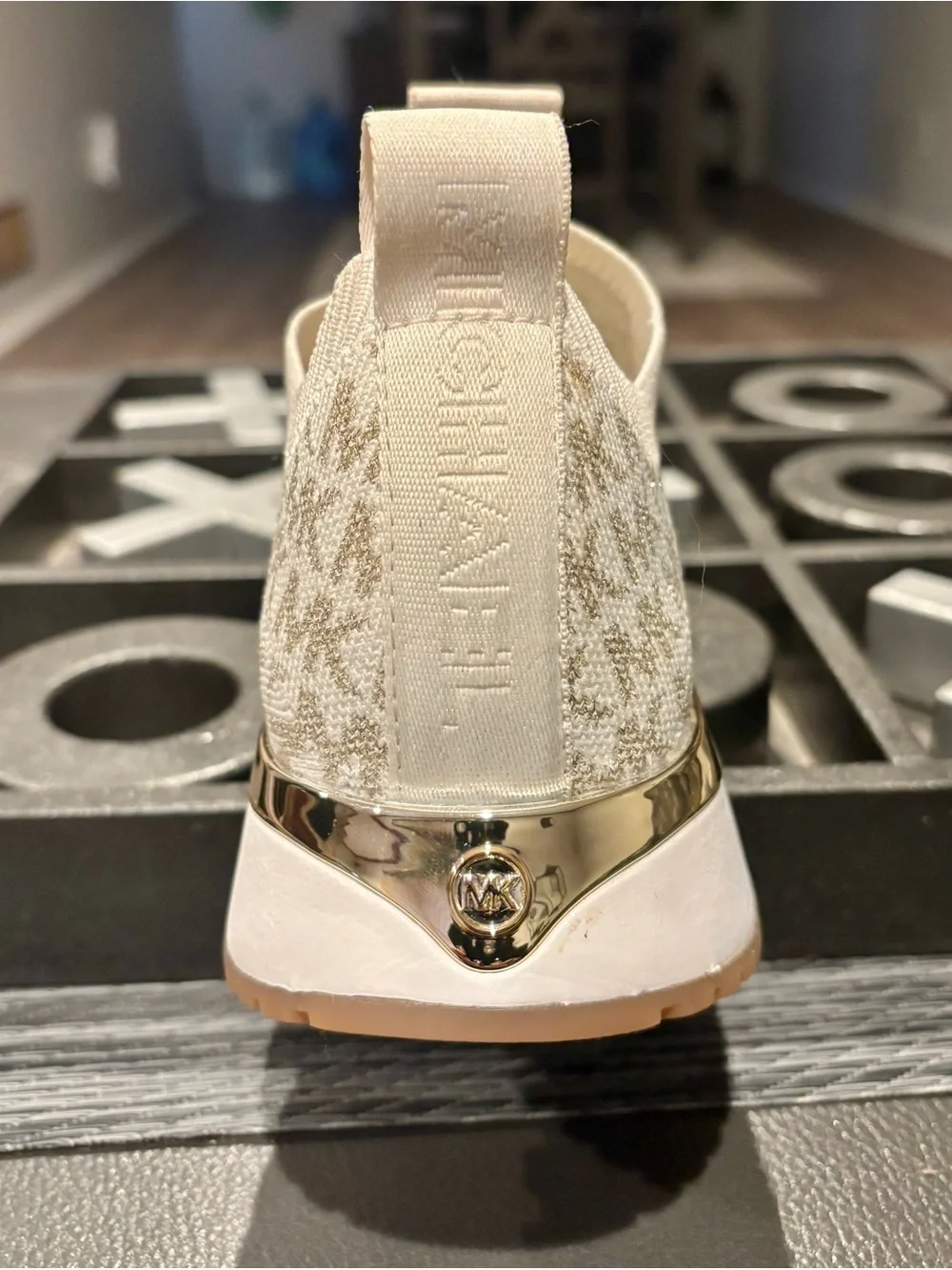 New Michael Kors Cream & Gold Slip-On Sneaker - Picture 3 of 11